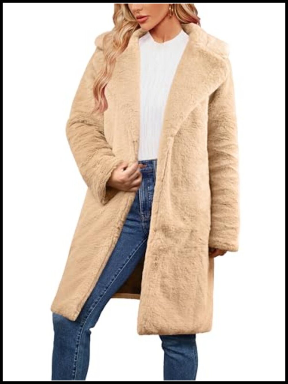 Faux Fur Coat Fluffy Fuzzy Jacket with Pockets